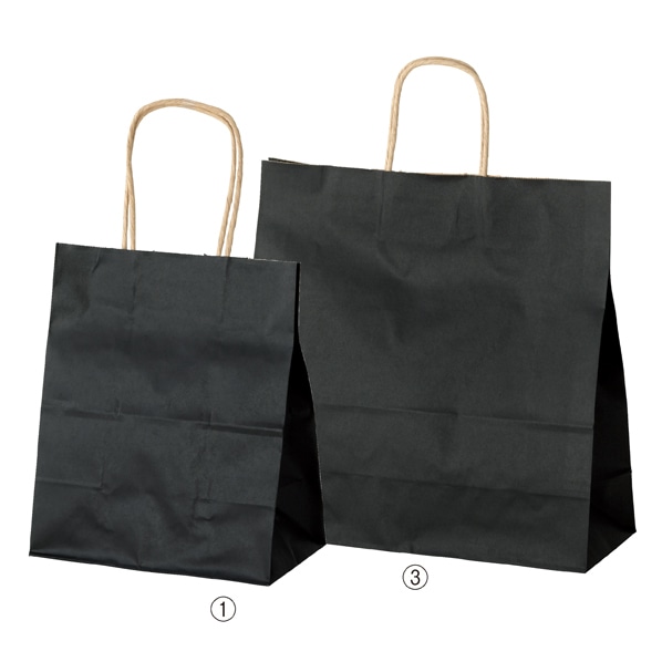 HEIKO チャームバッグ 手提げ紙袋 カラークラフト 黒 幅21×奥行12×高さ