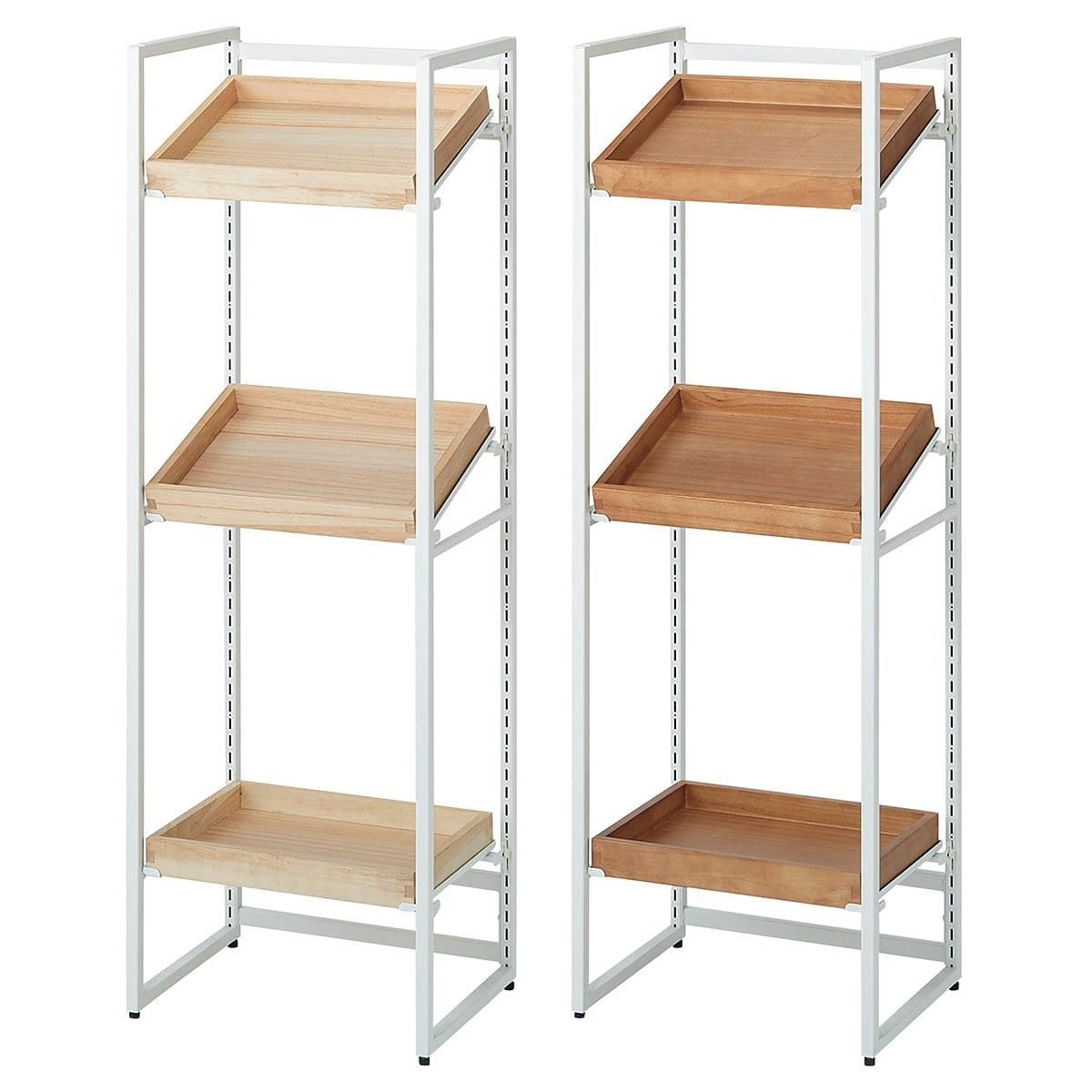 ボックスフレーム 陳列什器 高さ5cm ボックス展開 3段 ホワイト〔スト