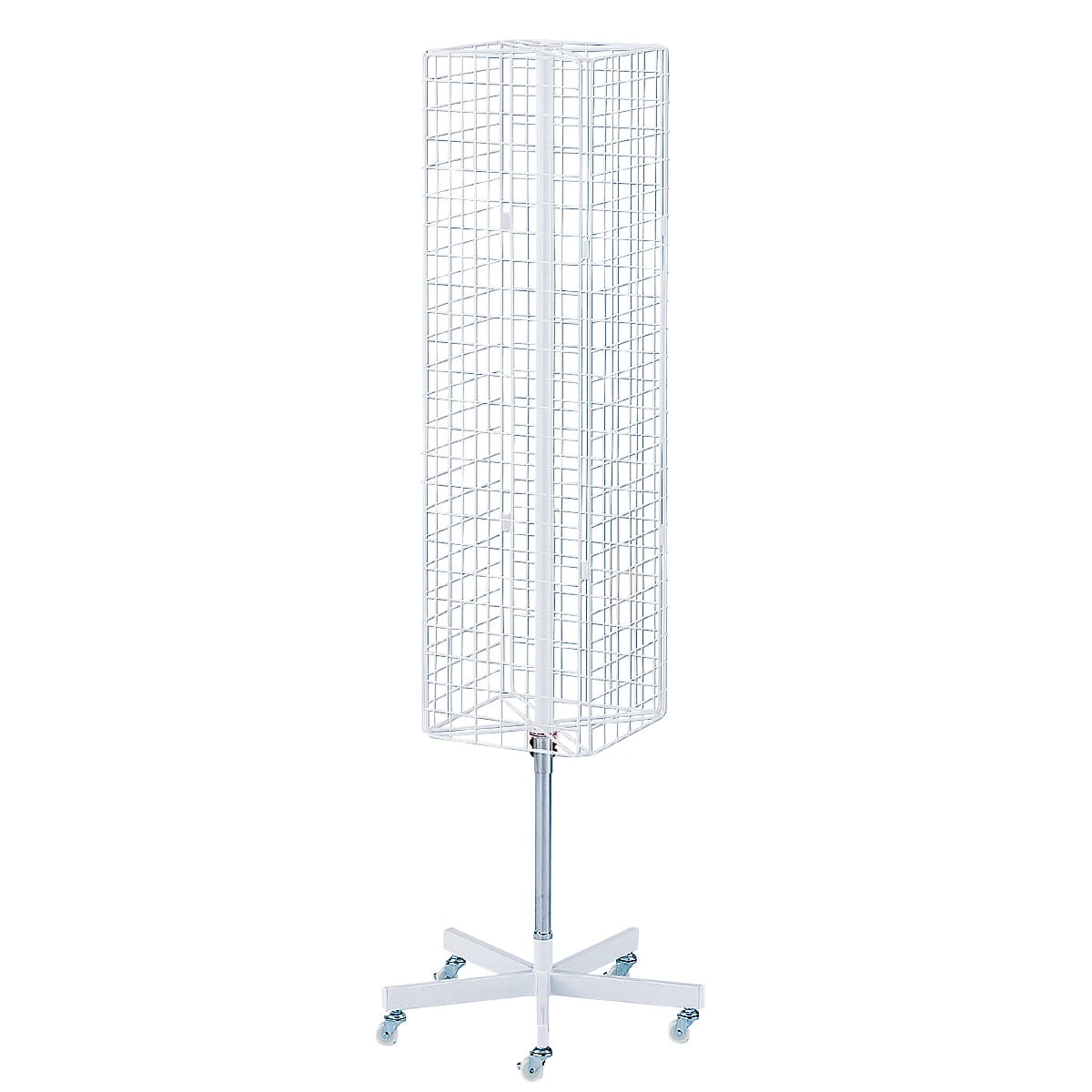 4面回転ネット什器スリム ロングタイプ 白〔ストエキオリジナル〕