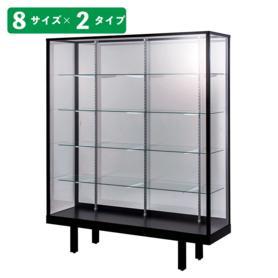 ハイタイプ ガラスショーケース ステージ付き ホワイト 幅90cm 高さ