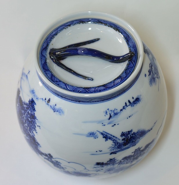 茶道具 膳所焼 陽炎園 雲堂写染付水指 淡々斎箱書 茶道具