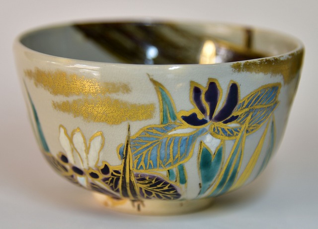 美品 抹茶茶碗 つばめ 燕に柳 京焼 茶碗 仁清写 京焼 抹茶