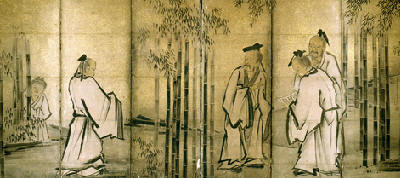 長谷川等伯筆「竹林七賢図屏風」