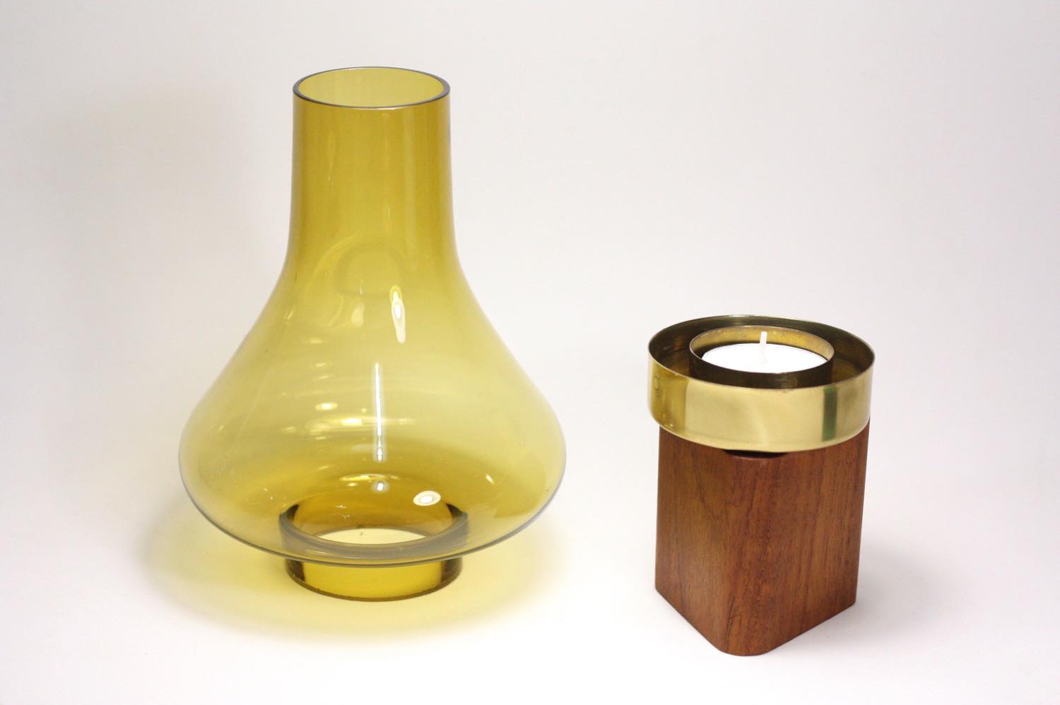 北欧ビンテージガラス/スウェーデン/キャンドルホルダー＆キャンドル