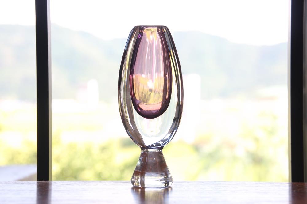 ウランガラス スワン キャンディディッシュ ウランガラス スワン