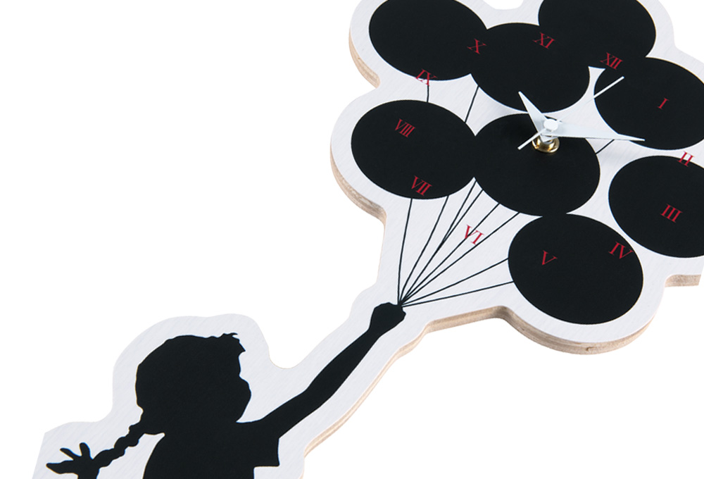 Wall Clock Flying Balloon カリモク BANKSY WALL CLOCK