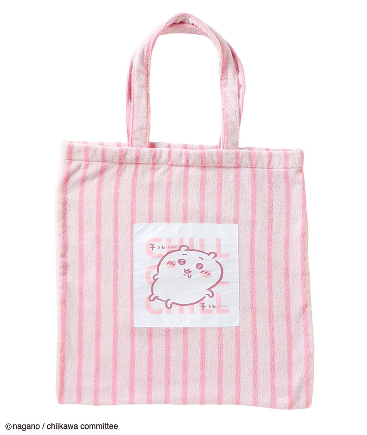 ちいかわ】ストライプトートバッグ(44×43㎝ ピンク): レディース