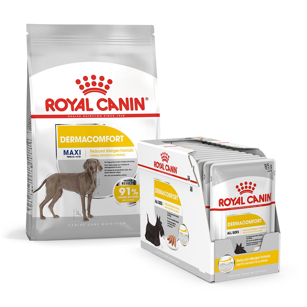 Royal Canin Derma Maxi Breed Dog Food 12kg & Royal Canin Derma Wet