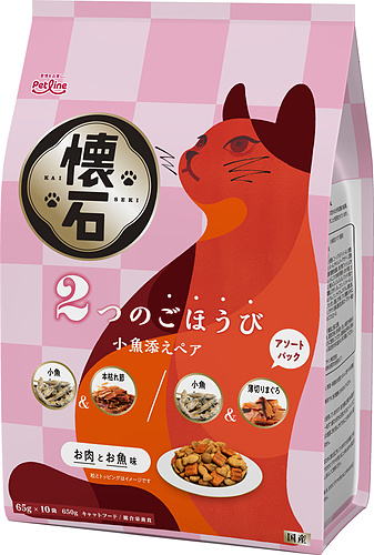 懐石 2つのごほうび 小魚添えペア(650g(65g×10)): 猫｜ペットライン