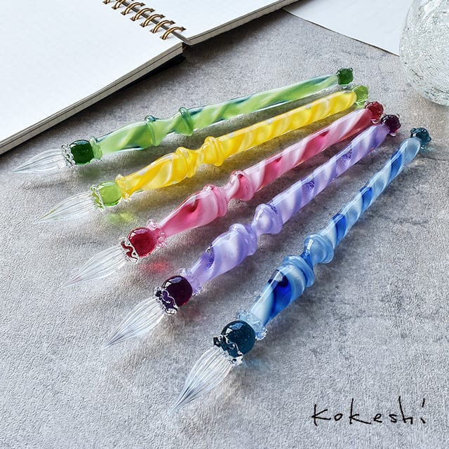 即日出荷OK】Kokeshi（コケシ）ガラスペン リボンケーン Lollipop Long