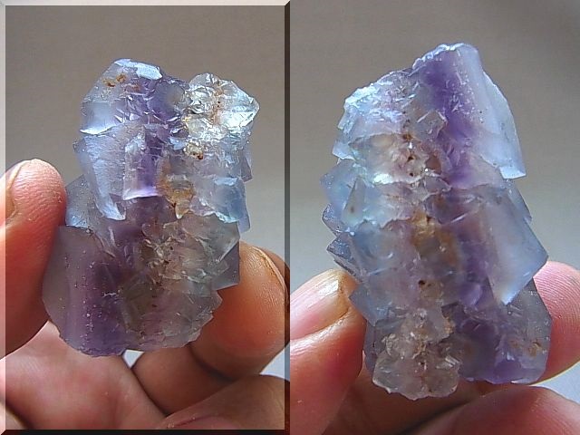 ウ*ん様 パキスタン産 バイカラー フローライト パープル ブルー 原石