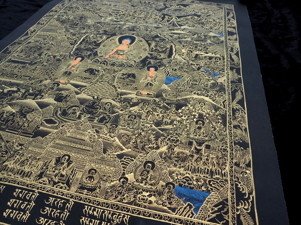 チベット密教 手描き曼荼羅（マンダラ）タンカ【新品・一点物】肉筆画