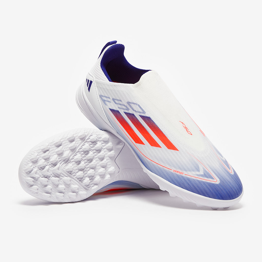 adidas Kids F50 League Laceless Turf - Ftwr White/Solar Red/Lucid