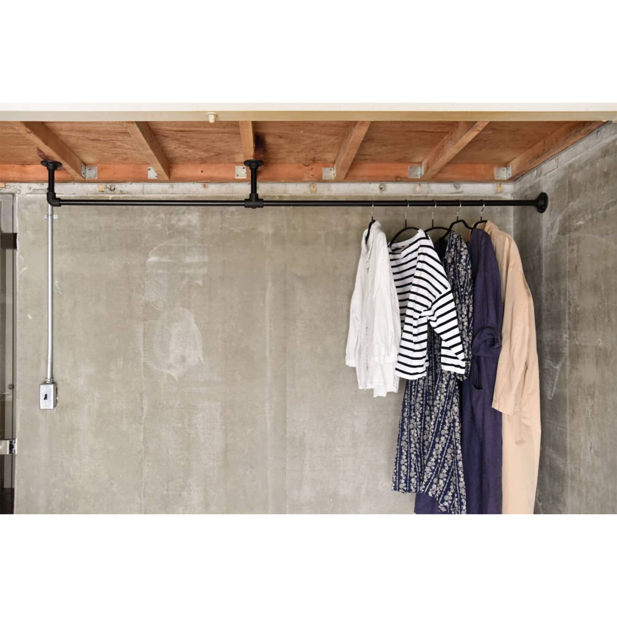 アイアンハンガーパイプ F型-棚下吊タイプ | PS-HB008-12-G192