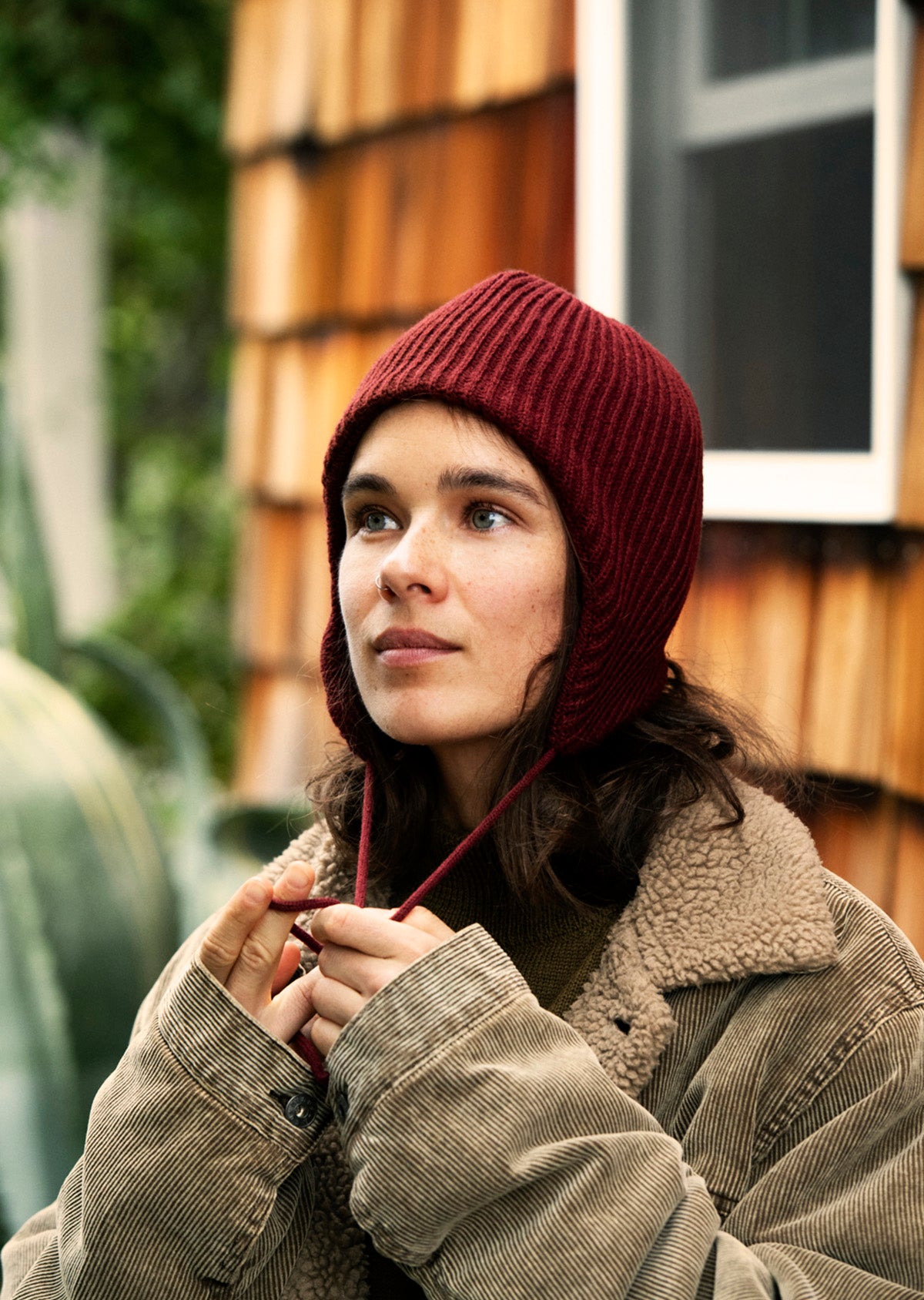 Jun Mikami モヘヤ ボンネットネイビー イヤーフラップニット帽2024