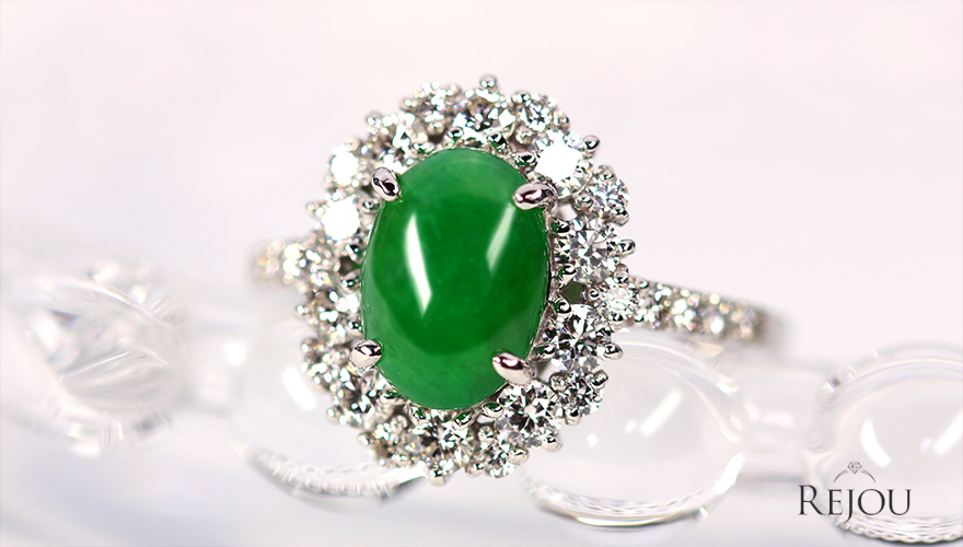 翡翠(ヒスイ) 1.75ct ハートアンドキューピッドダイヤモンド(H&C) 0.7