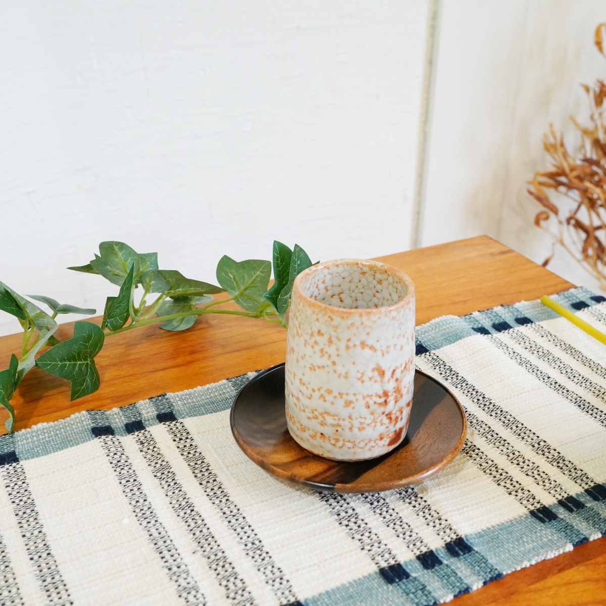 おかや木芸 名月 茶托4寸 5客セット 黒柿 小皿 未使用品 中古