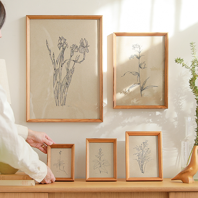 木製額縁 ポスターフレーム 無垢材 チーク材 オーダーメイド フォト