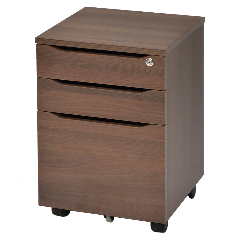 完売】[ユピタシリーズ] RF木製デスク3段キャビネット ダーク RFWD-CA