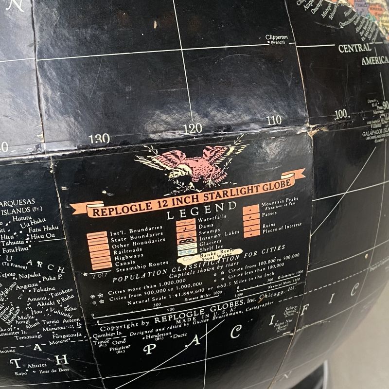 VINTAGE ANTIQUE REPLOGLE GLOBE BLACK OCEAN ヴィンテージ