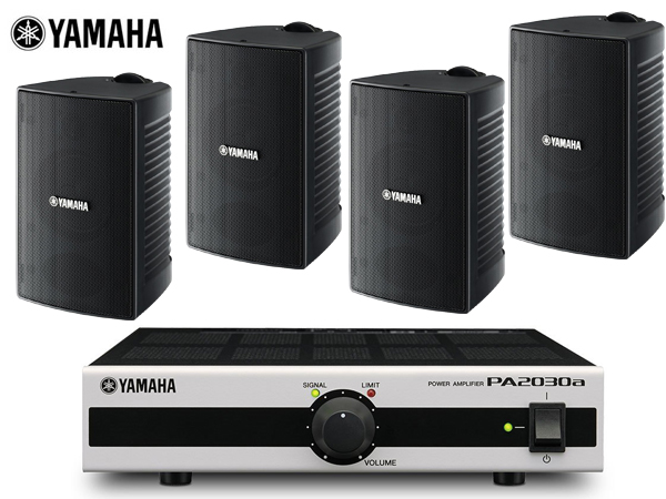 YAMAHA ヤマハ VS4 ブラック (2ペア) + PA2030a 店舗 BGMセット 屋内
