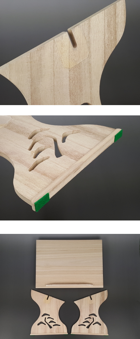 桐製収納付き稽古用譜面台 三味線 謡曲 布張り天板 桐製