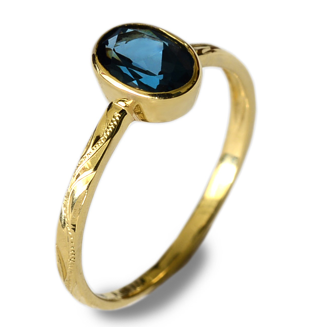 オーバルストーン ロンドンブルートパーズ リング 18金ゴールド