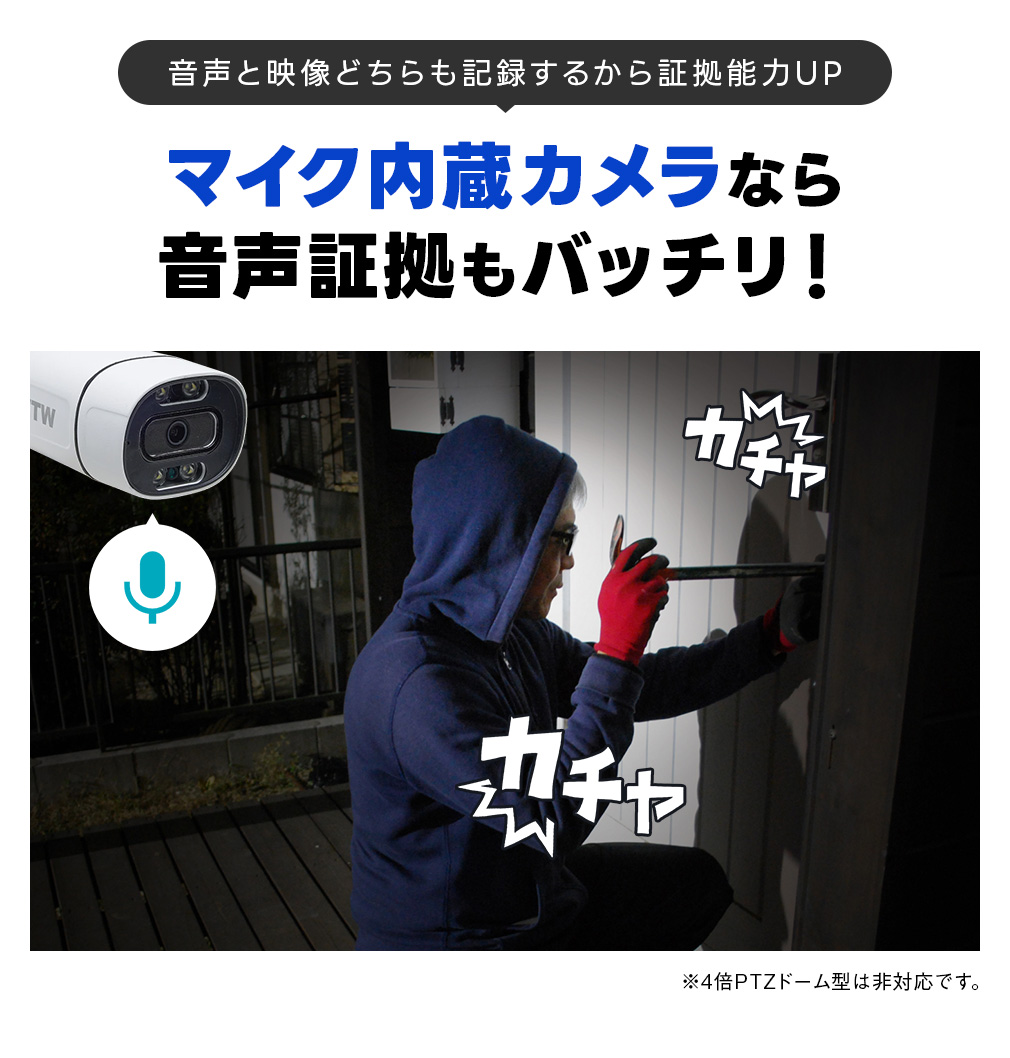 防犯カメラ 屋外 屋内 4K800万画素XPoE 8ch録画機・最大800万画素