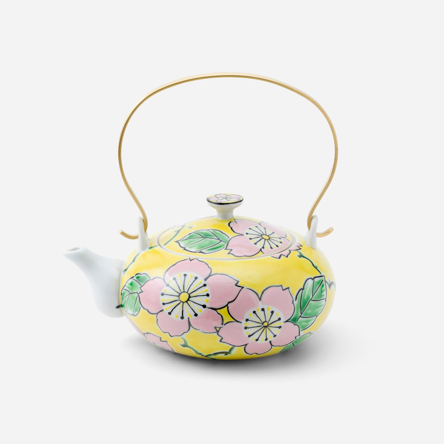 京焼 清水七兵衛 金彩色絵人物図 横手急須 京焼 清水七兵衛 金彩色絵