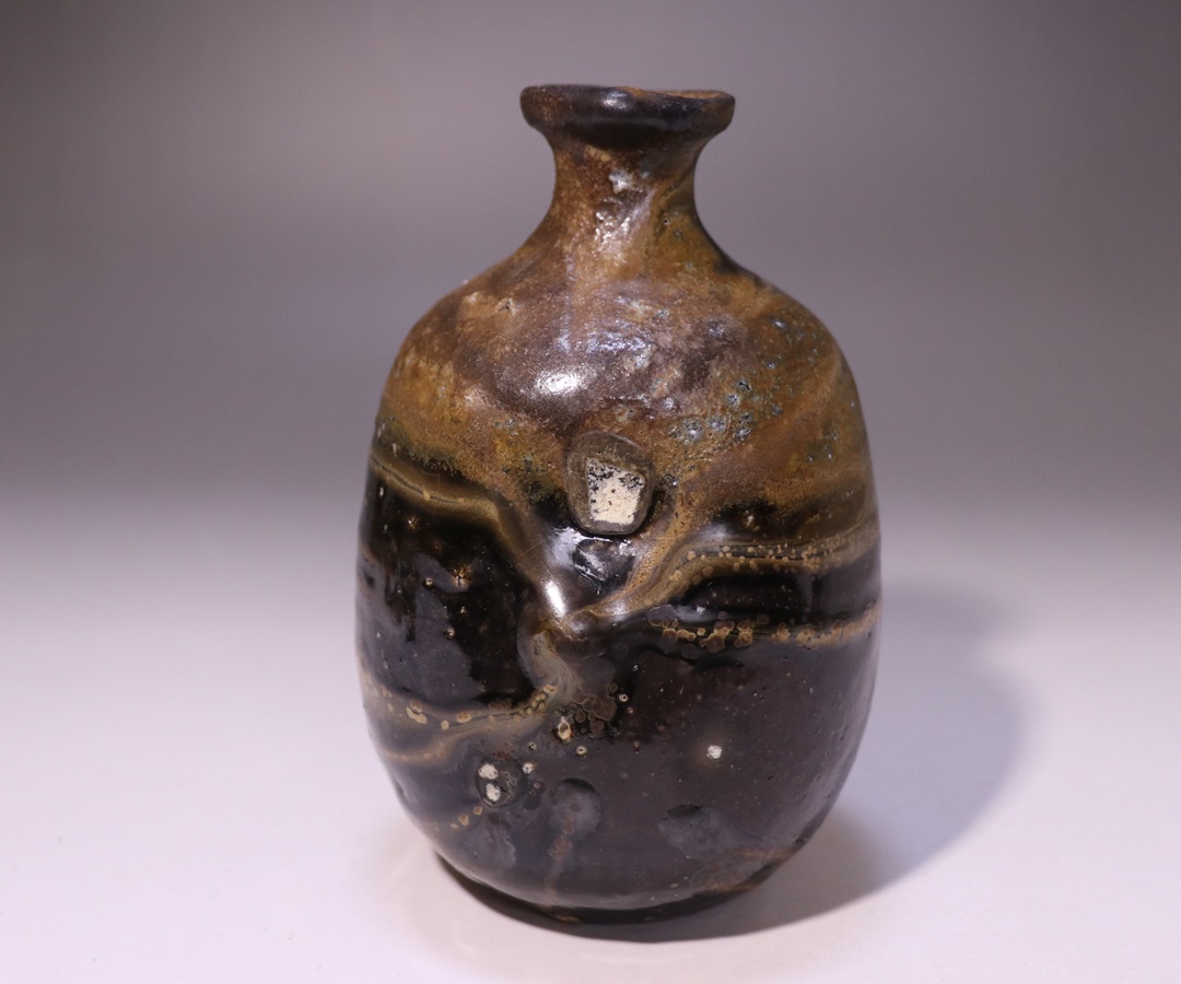 入手困難☆ジェフ・シャピロ【師：伊勢崎淳】焼き締め花器☆共箱