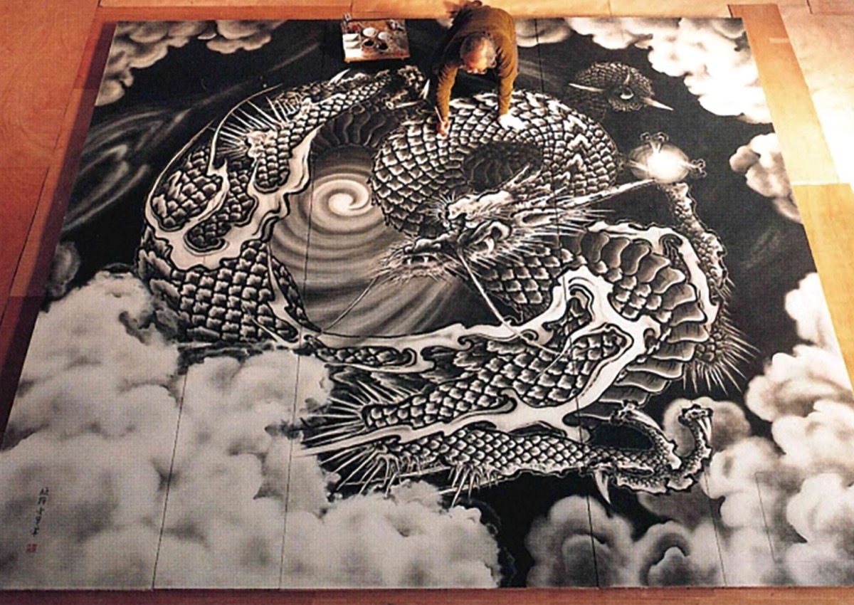 雲龍図】 肉筆日本画 印あり 雲龍図】 肉筆日本画 印あり 雲龍図