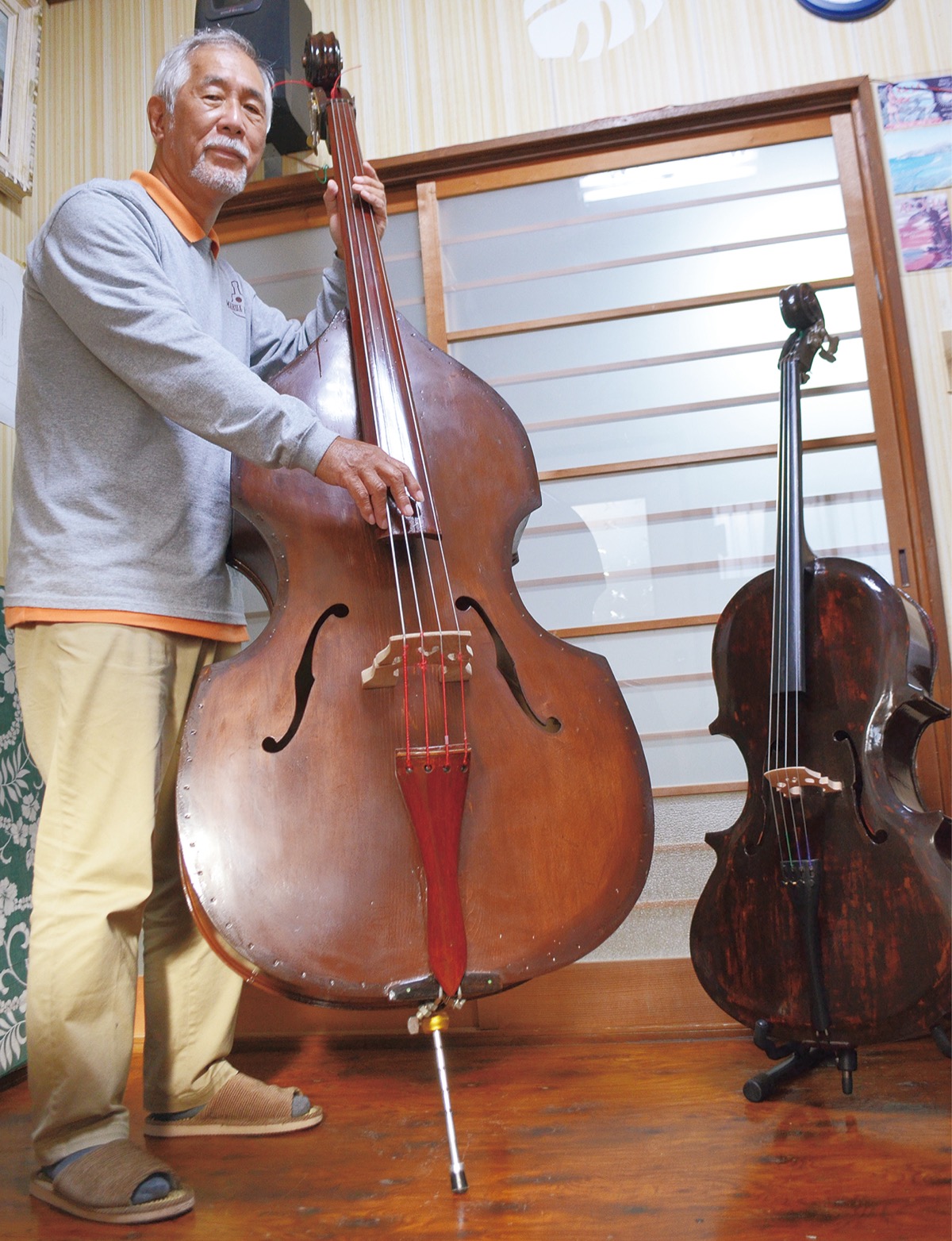 サイコビリー ロカビリー ウッドベース コントラバス 指板加工スラップ仕様