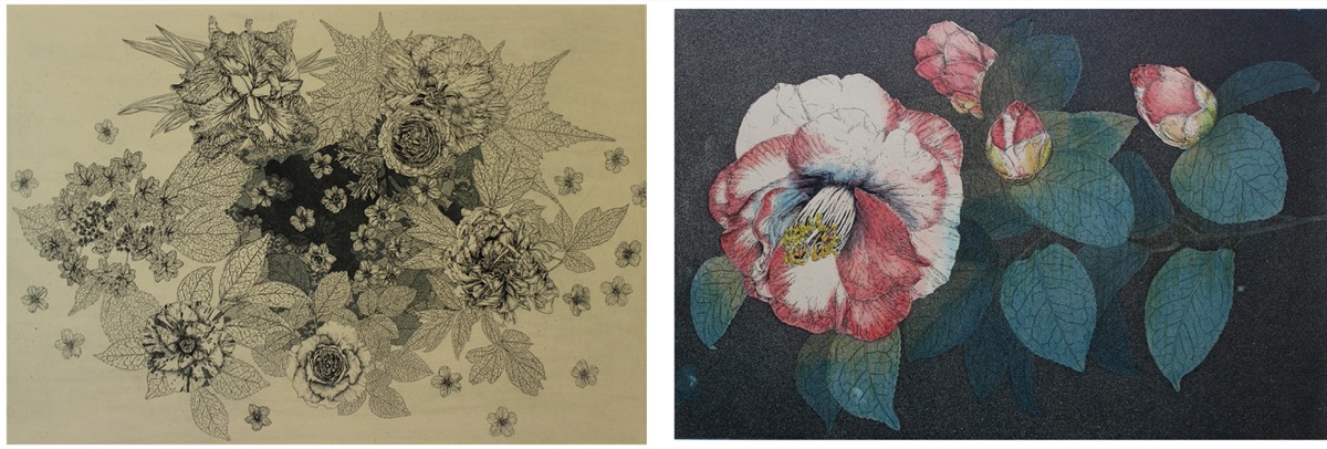 真作】版画 銅版画 幻想の白い花 静謐な癒しの一枚 やさしい