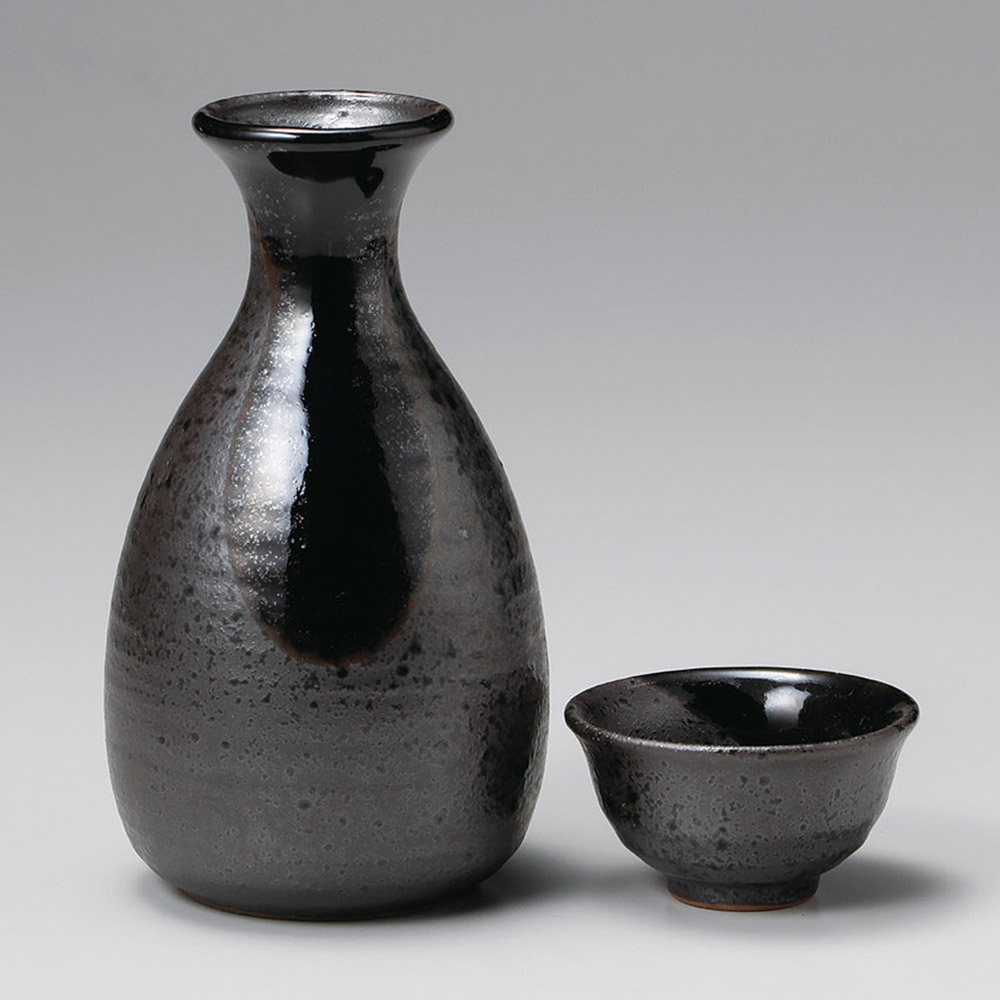 黒釉織部吹き 一号徳利(徳利・盃)|食器通販の陶磁庵
