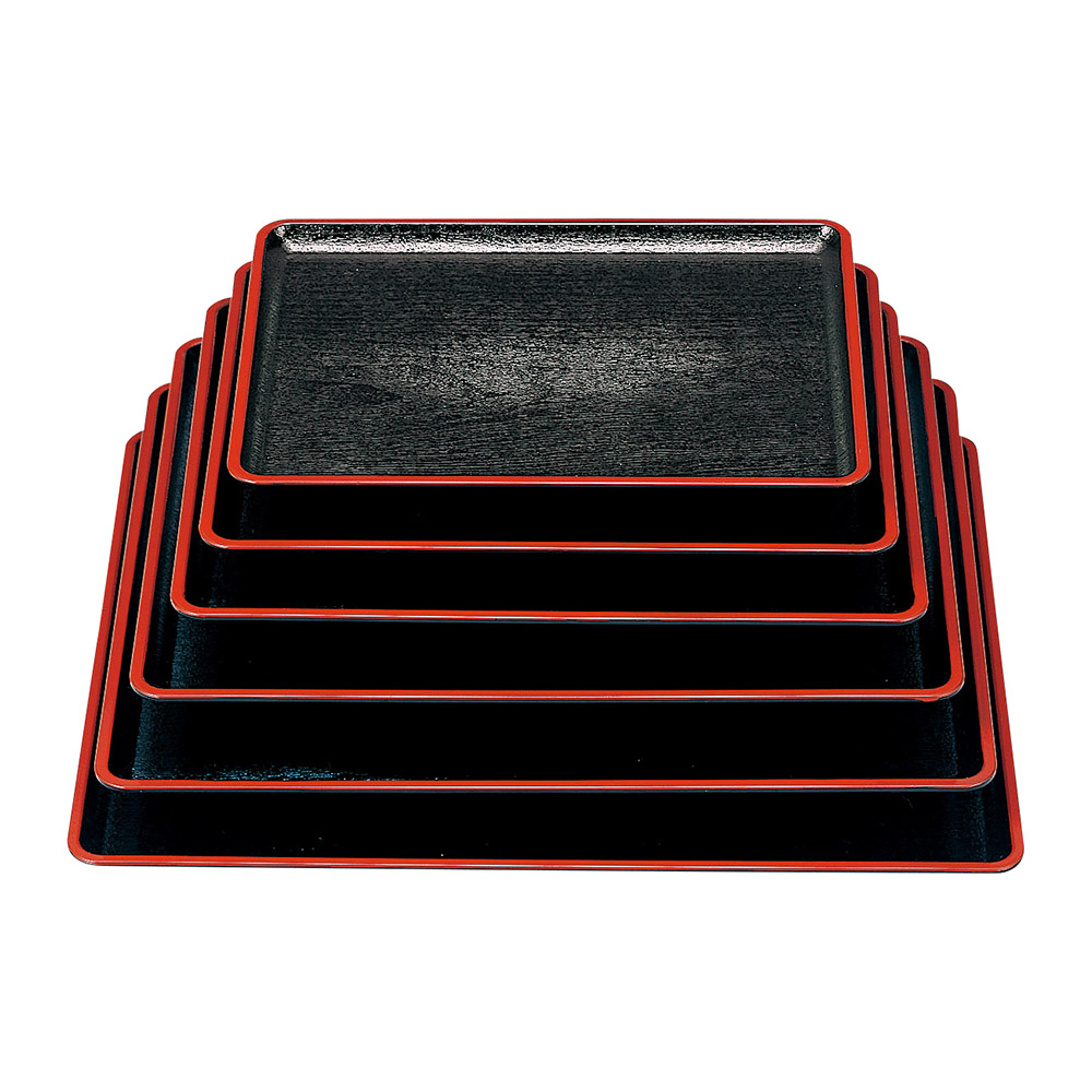 A］大寿木目盆 黒天朱尺1(お盆(正角・長角）)|食器通販の陶磁庵