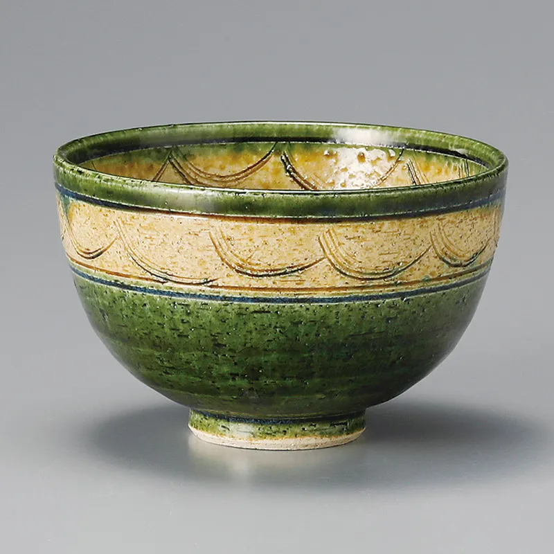 希少作☆アロンサイス☆【黄瀬戸織部】茶碗☆共箱 希少作☆アロンサイス