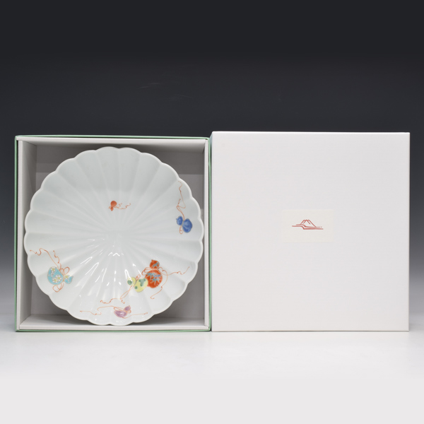 2417 深川製磁 花瓢箪 菊割鉢 未使用 2417 深川製磁 花