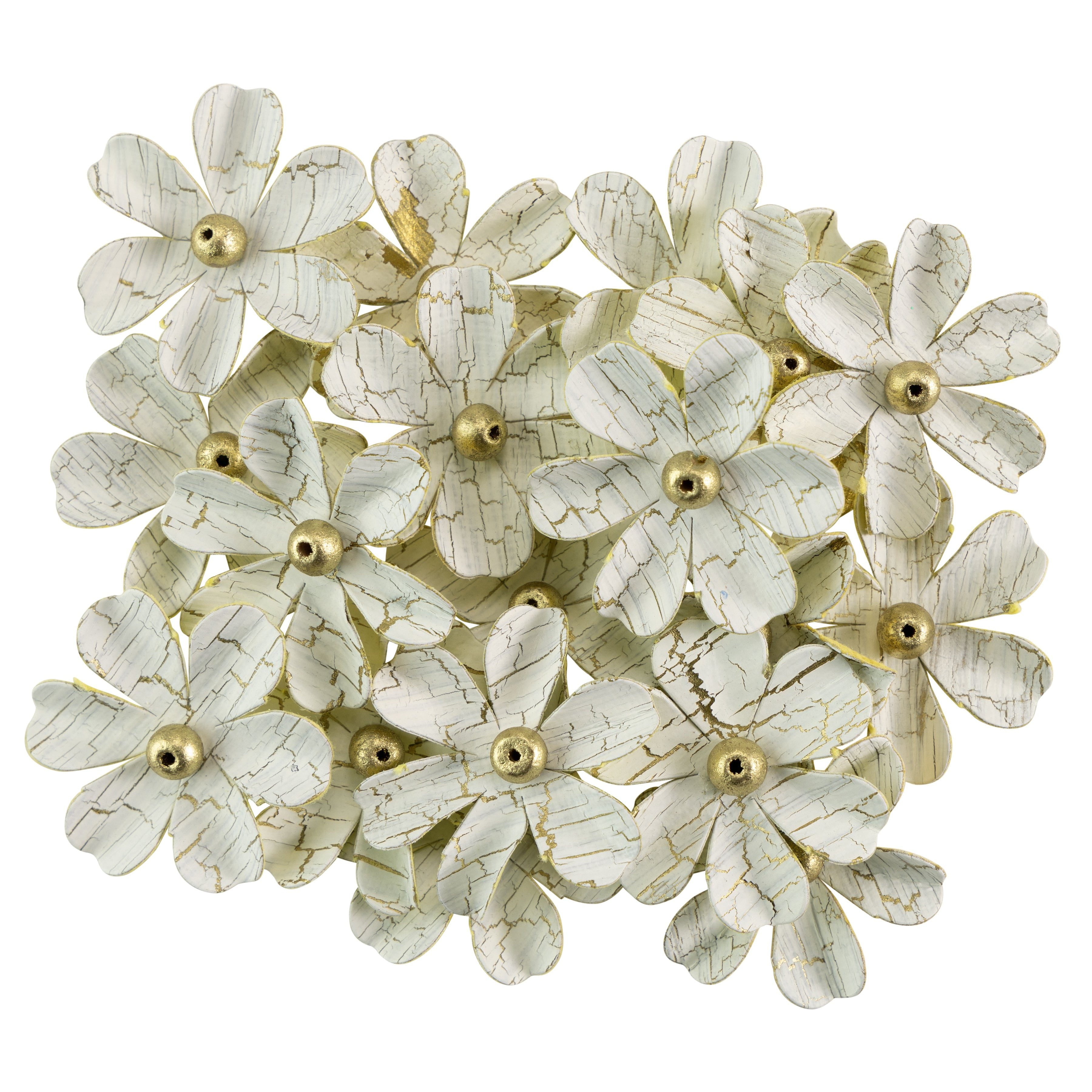 Zoey Washed Paper Flowers with Gold Crackle Finish from Little
