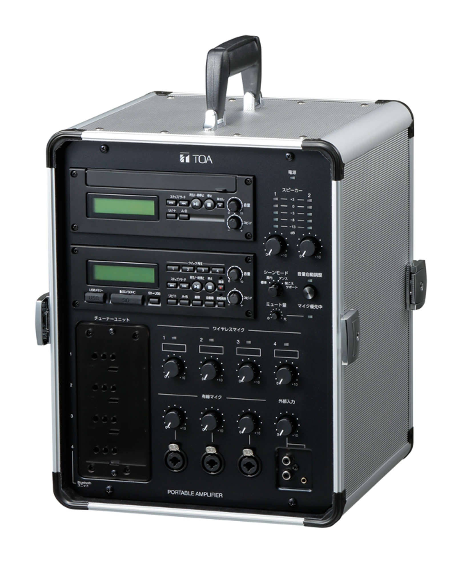 TOA 2個で60W選挙スピーカー 車載アンプ60W マイク2本 TOA 2個