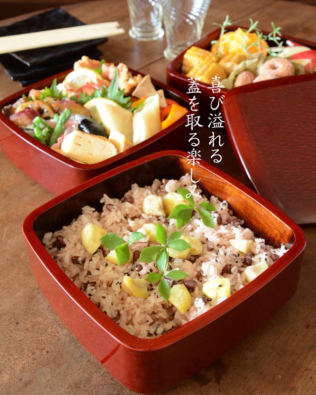 漆園 漆専堂 亀甲形 菓子器 弁当箱 塗り 五客 茶道 懐石 共箱 木箱 六