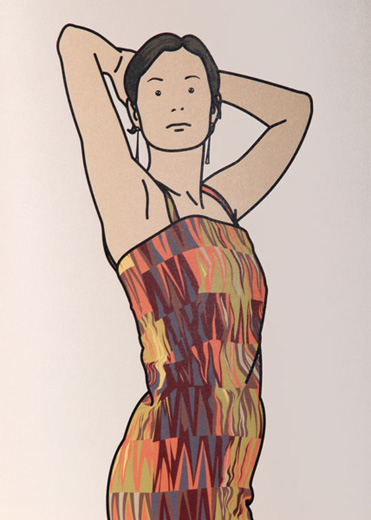 ジュリアン・オピー Julian Opie「Woman taking off man's shirt