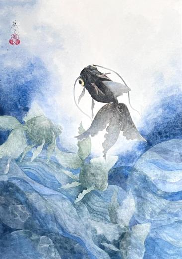 無題新人画家大塚麻世 ペリカン油彩 絵画 油絵 動物動物絵拡声器