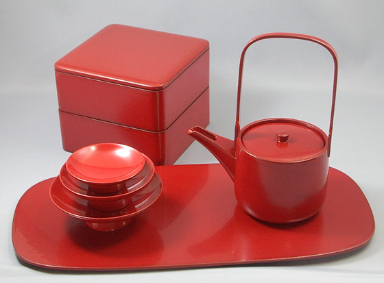 漆器 お重箱とお屠蘇セット 取皿5枚 お猪口5個 漆器 お