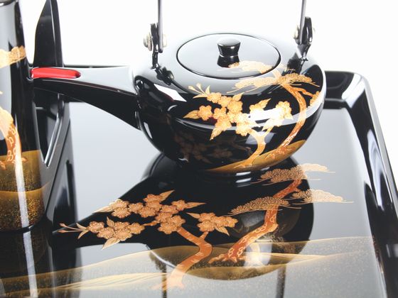 輪島塗 山水研出し蒔絵黒漆屠蘇器 塗師大崎庄右衛門 大崎庄