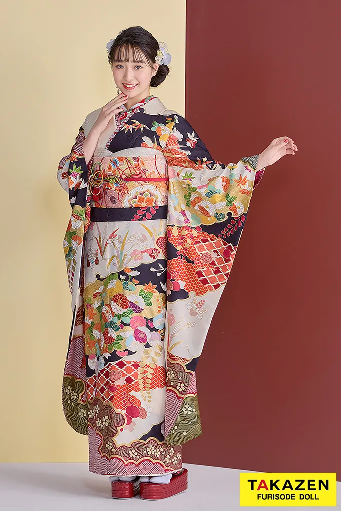 超豪華振袖 正絹】吾妻徳穂 落款 金糸金彩桜 藤稔松 超豪華