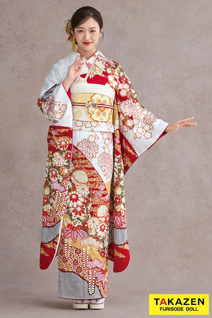 510z24☆人気！振袖 身幅広め 高身長 モダン 金駒刺繍☆美品 成人