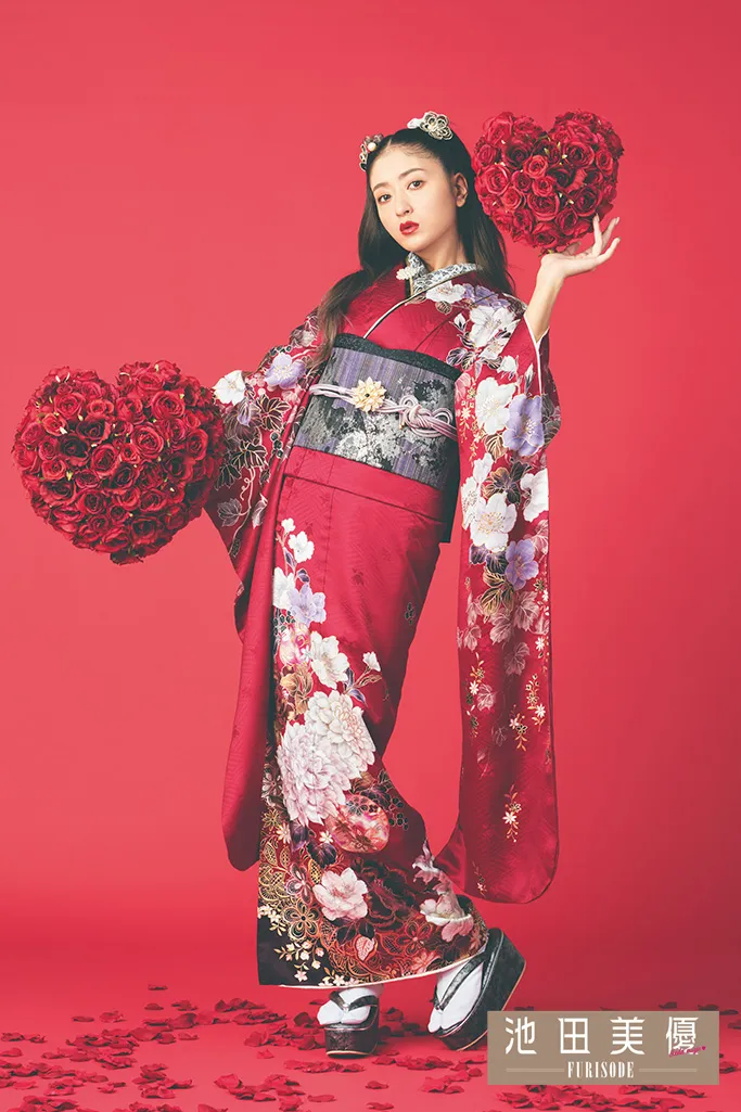 振袖金彩牡丹花模様蝶ワインレッド成人式 晴れの日 着物 052a p