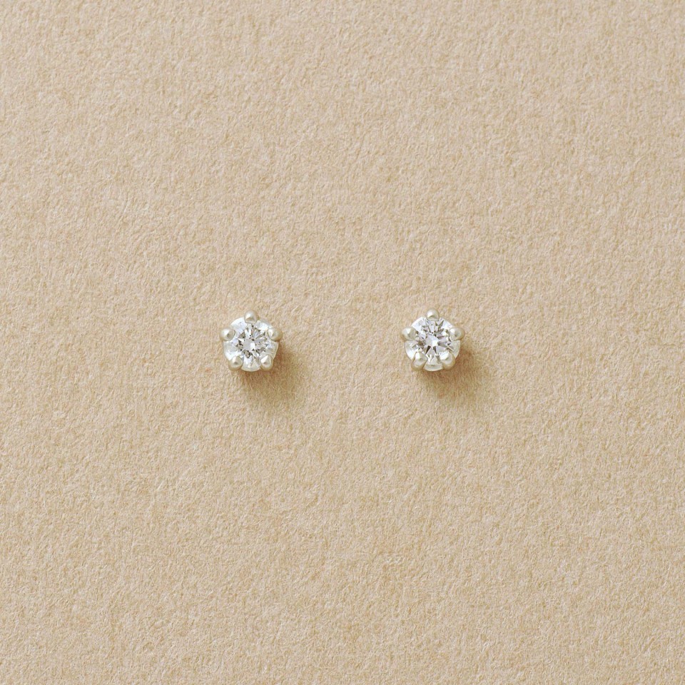 Pt 天然ダイヤモンド0.20ct ！ シンプル6本爪ピアス TAKE-UP ONLINE