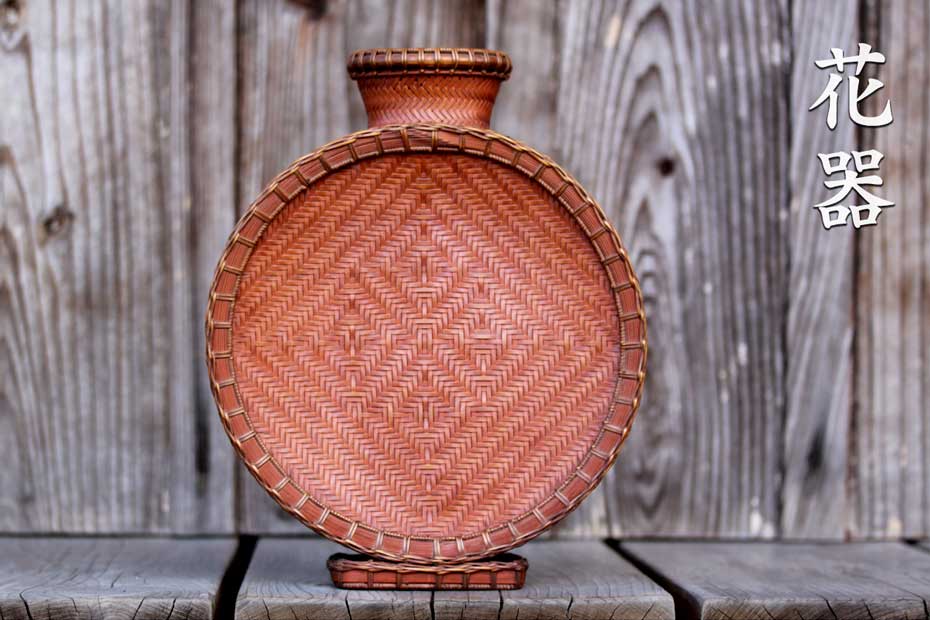 希少価値！】虎斑竹の花籠 生花用 置物 専用の花瓶剣山付き 専用箱なし