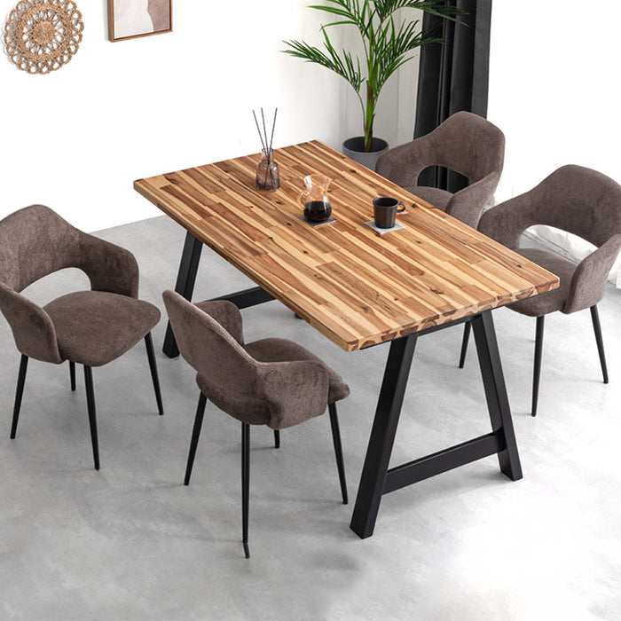 木製長方形テーブル ブラウン 斜め脚